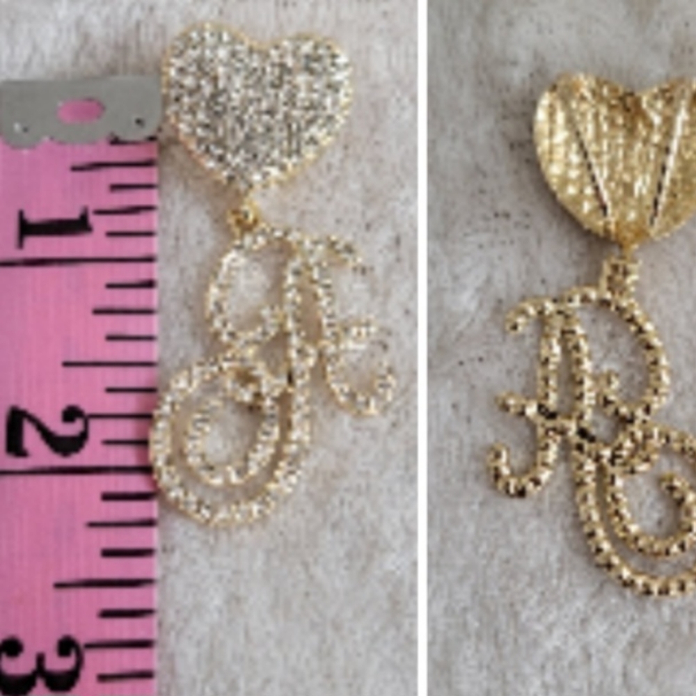 18K Gold Plated Iced Miami Cuban Link Chain With Heart/Cursive A Pendant - Picture 14 of 16
